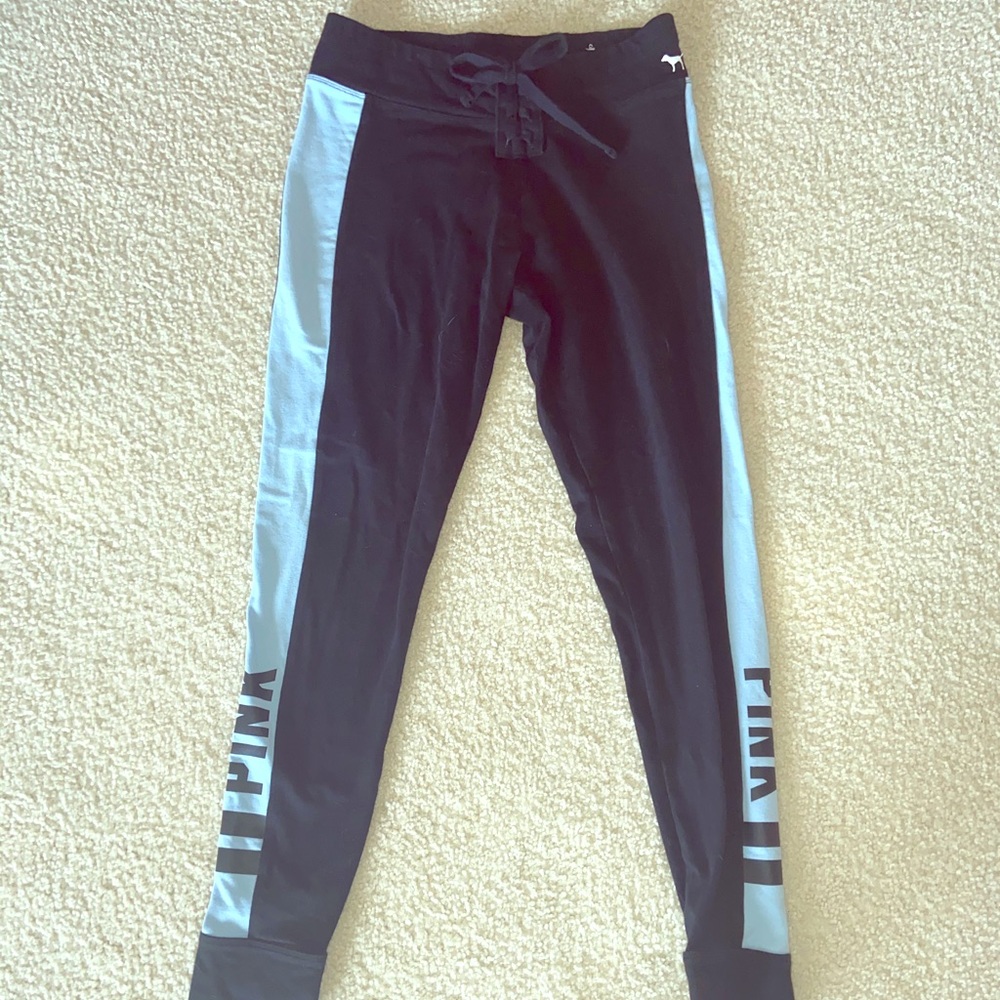 Women’s PINK black and blue yoga leggings